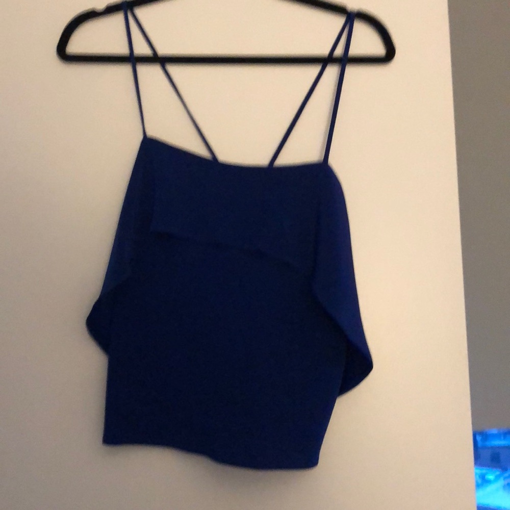 Blue silk tank top